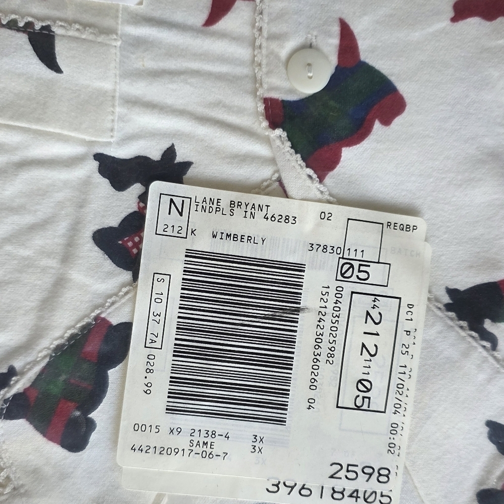 Lane Bryant Dreams & Company Scotty Dog Print Christmas Cotton Pajamas Size 3X - Picture 5 of 6